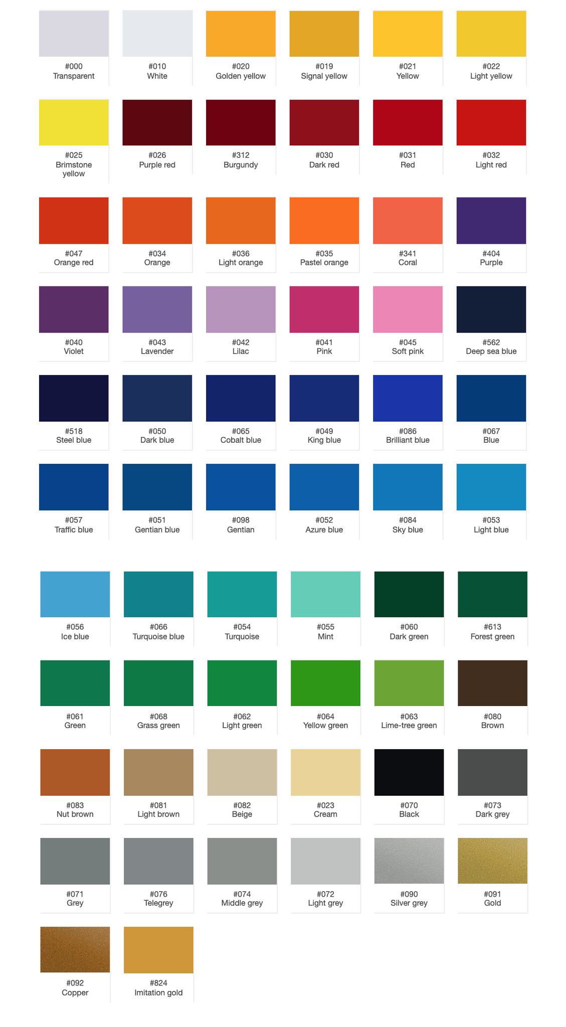 Subaru Color Chart