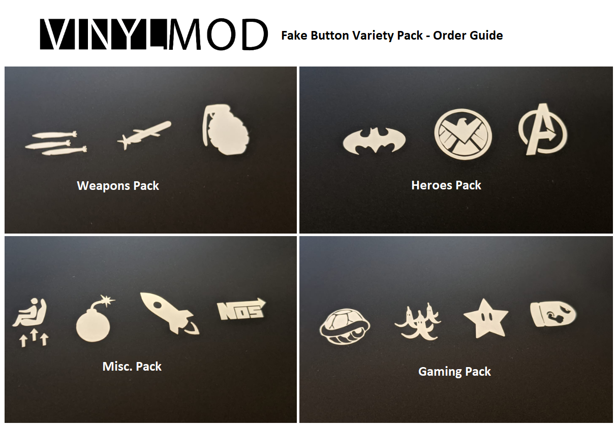 Large Size Universal Blank Button Decals - VinylMod Variety Packs