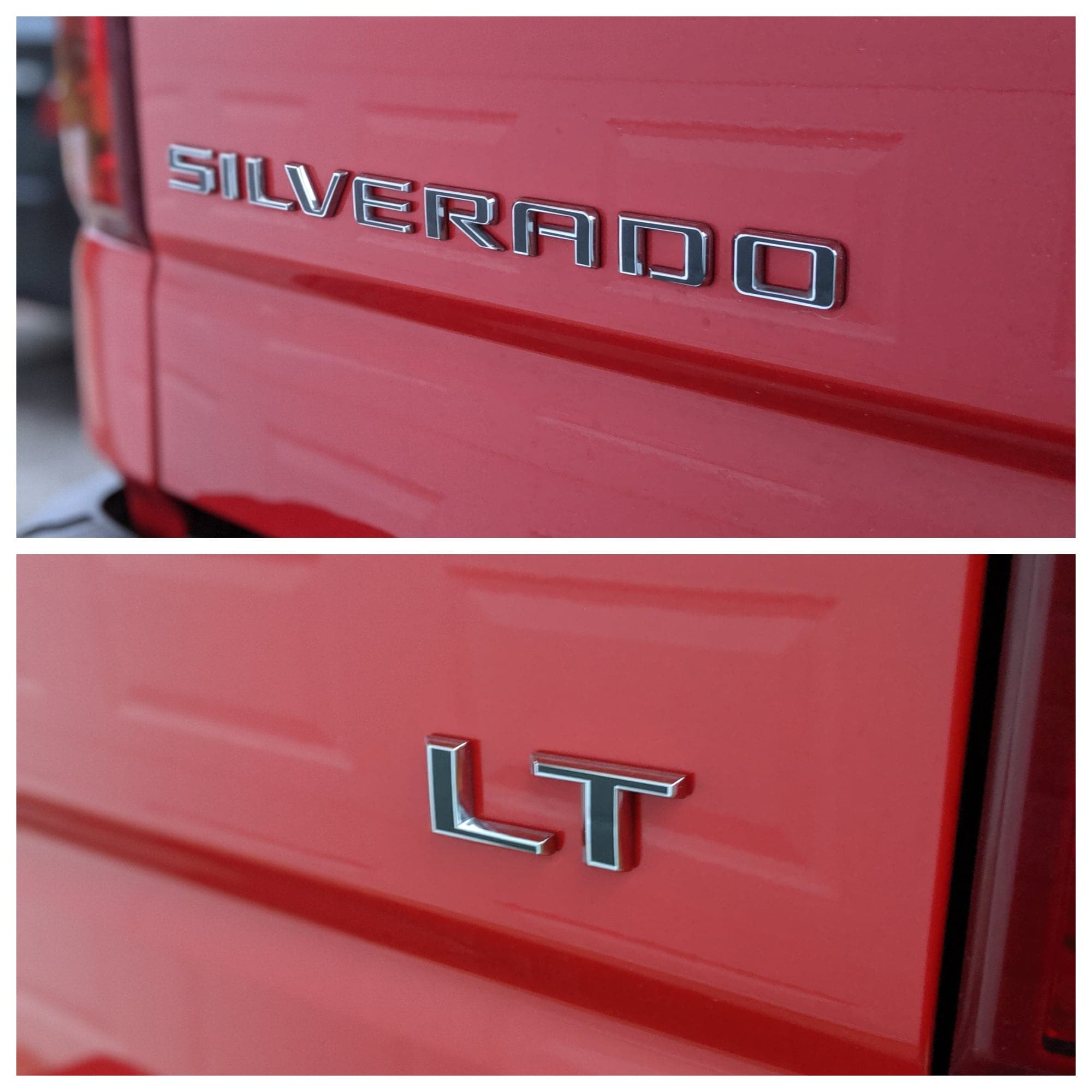 2019+ (4th Gen) Chevrolet Silverado - Rear Silverado and LT Emblem Overlays Combo